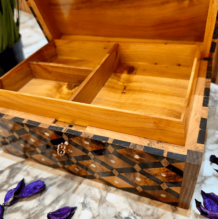 Secret opening sale Wooden Jewelry Box For Women Handmaded, thuya Wooden Jewelry Box With four Storage Level,Hand-Crafted Wooden Jewelry Box