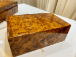 Burl Wood Box Organizer with Lock