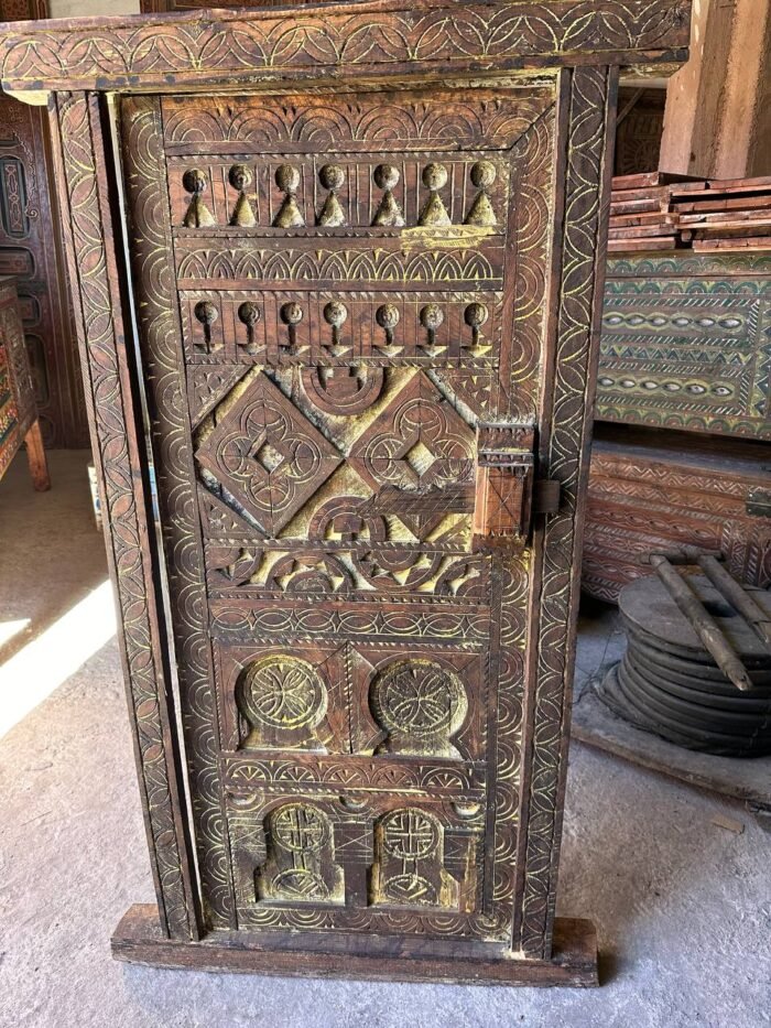 Vintage Door With Knob, Custom Moroccan Moorish Wooden Door – Authentic Home Decor