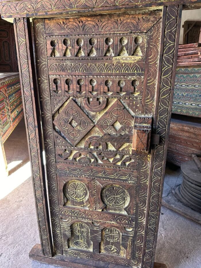 Vintage Door With Knob, Custom Moroccan Moorish Wooden Door – Authentic Home Decor