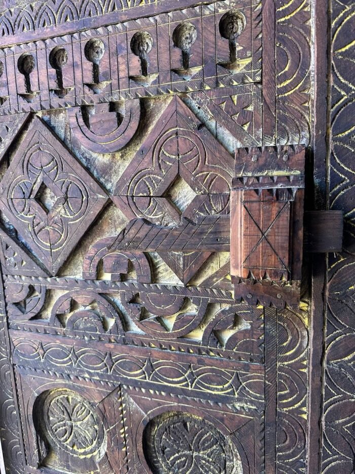 Vintage Door With Knob, Custom Moroccan Moorish Wooden Door – Authentic Home Decor