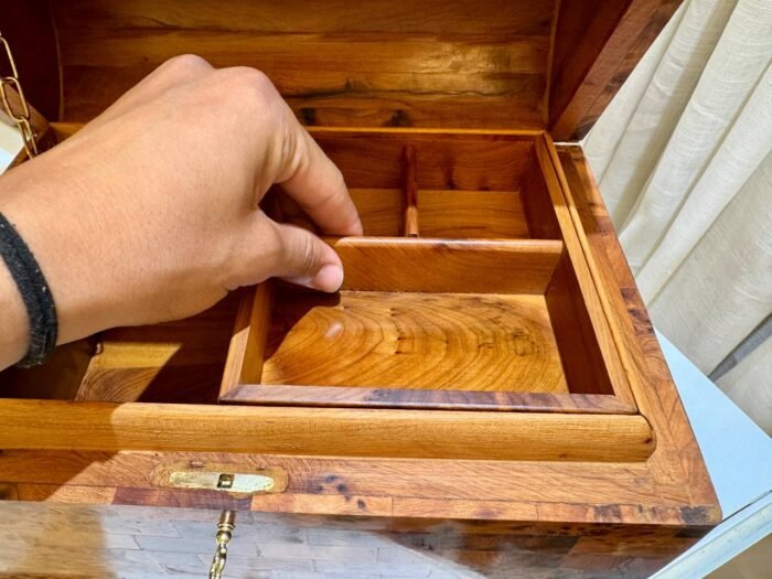 Mexican Wooden Box, Thuya Wood Organizer with Key – Authentic Home Decor