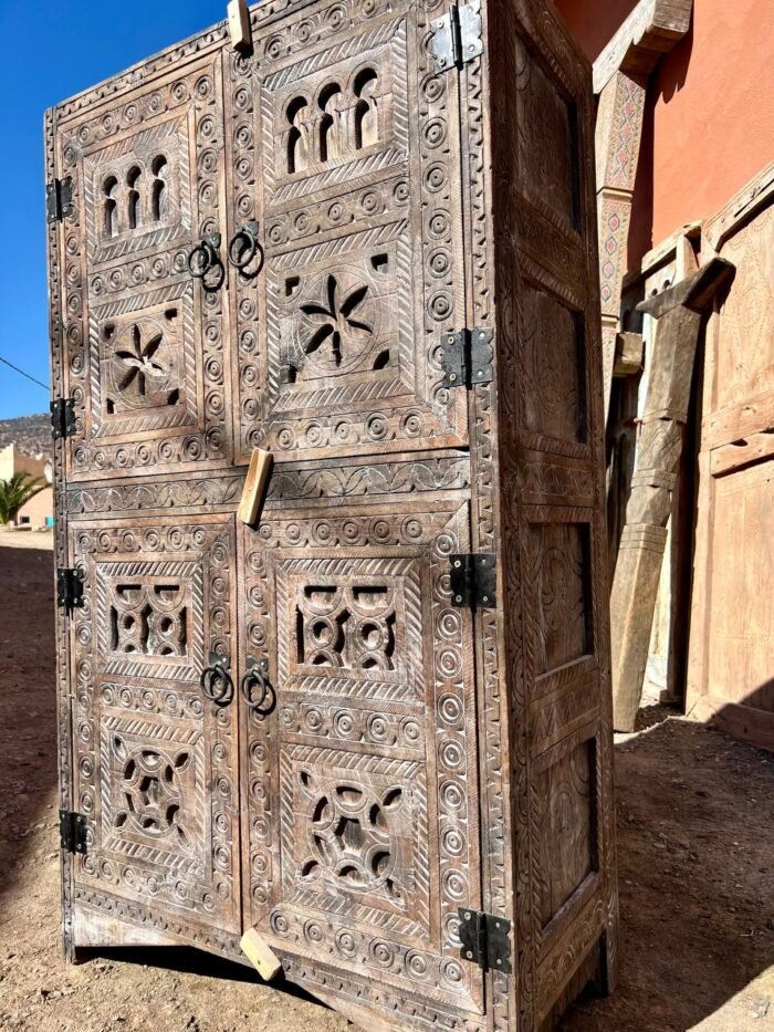 Handcrafted Moroccan Wood Cabinet – Authentic Home Decor