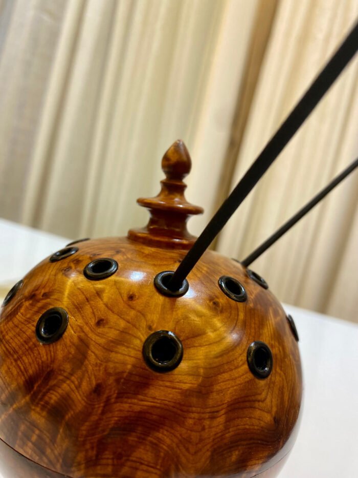 Handcrafted Ball thuya Wood Incense Burner with Slow Release Tub Feature – Authentic Home Decor